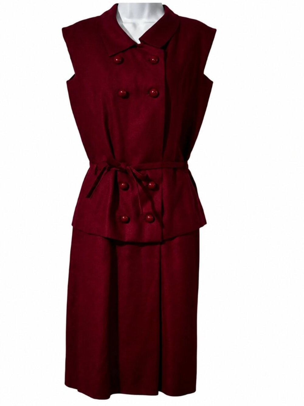 Vintage Donald Brooks Raspberry Shantung-Style Two-Piece Set - Modern size S